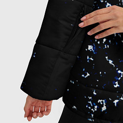 Куртка зимняя женская Чёрно-белый с синими кляксами, цвет: 3D-черный — фото 2