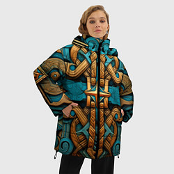 Куртка зимняя женская Орнамент в норвежском стиле, цвет: 3D-черный — фото 2