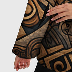 Куртка зимняя женская Асимметричный узор в викингском стиле, цвет: 3D-светло-серый — фото 2