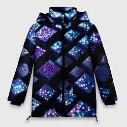 Куртка зимняя женская Цветные объёмные кубики - нейросеть, цвет: 3D-красный
