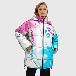 Куртка зимняя женская Volkswagen neon gradient style вертикально, цвет: 3D-черный — фото 2