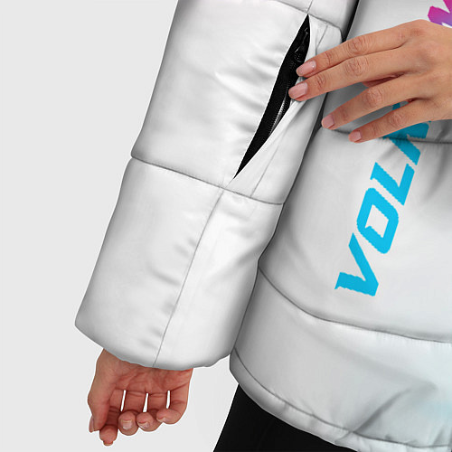 Женская зимняя куртка Volkswagen neon gradient style вертикально / 3D-Черный – фото 5