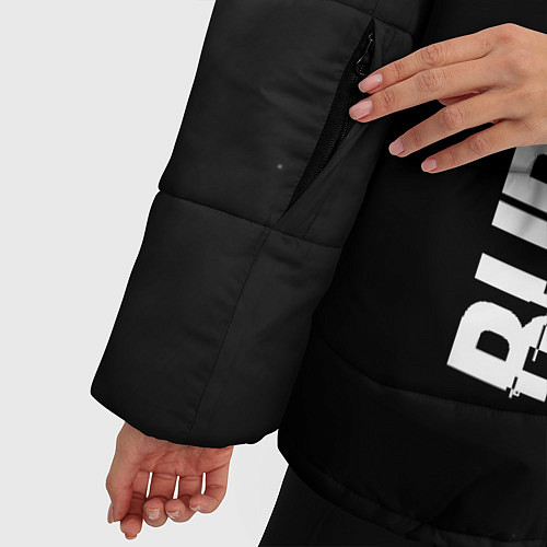 Женская зимняя куртка Burzum glitch на темном фоне по-вертикали / 3D-Черный – фото 5