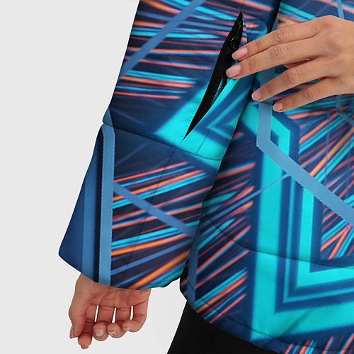 Женская зимняя куртка Геометрический орнамент мандалы / 3D-Черный – фото 5