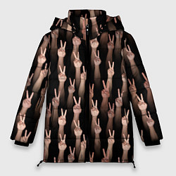 Куртка зимняя женская Руки с жестом виктория, цвет: 3D-черный