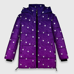 Куртка зимняя женская Звёзды на сиреневом, цвет: 3D-черный