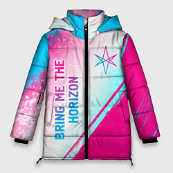 Куртка зимняя женская Bring Me the Horizon neon gradient style вертикаль, цвет: 3D-черный