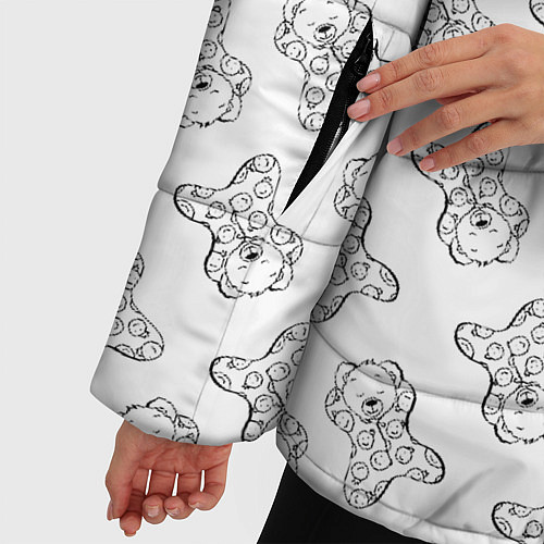 Женская зимняя куртка Сончас у мишек - принт раскраска / 3D-Светло-серый – фото 5