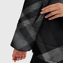 Куртка зимняя женская Черно-белая диагональная клетка в шотландском стил, цвет: 3D-светло-серый — фото 2