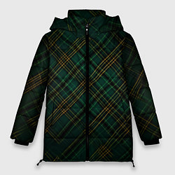 Женская зимняя куртка Тёмно-зелёная диагональная клетка в шотландском ст