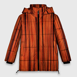 Куртка зимняя женская Абстрактные полосы красно-оранжевый, цвет: 3D-черный
