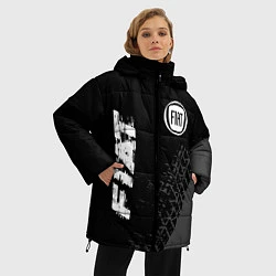 Куртка зимняя женская Fiat speed на темном фоне со следами шин вертикаль, цвет: 3D-черный — фото 2