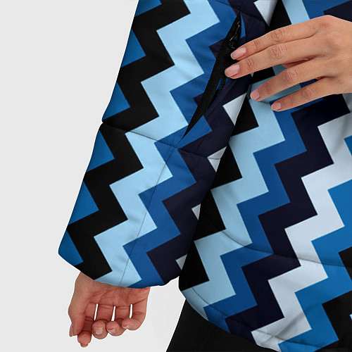 Женская зимняя куртка Ломаные полосы синий / 3D-Черный – фото 5