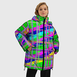 Куртка зимняя женская Неоновые перпендикулярные полосы, цвет: 3D-светло-серый — фото 2