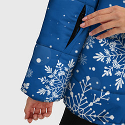 Куртка зимняя женская Текстура снежинок на синем фоне, цвет: 3D-черный — фото 2