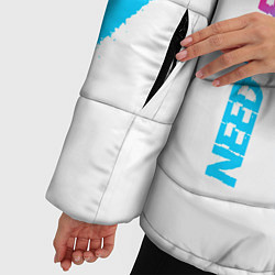 Куртка зимняя женская Need for Speed neon gradient style вертикально, цвет: 3D-черный — фото 2