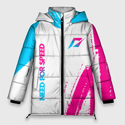 Куртка зимняя женская Need for Speed neon gradient style вертикально, цвет: 3D-черный