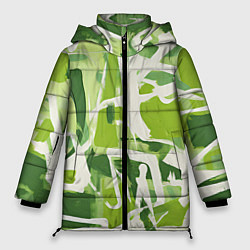 Куртка зимняя женская Белая и зеленая краска, цвет: 3D-черный