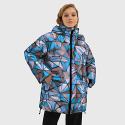 Куртка зимняя женская Маленькие синие треугольники, цвет: 3D-черный — фото 2