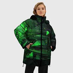 Куртка зимняя женская Преобразования зеленого в абстракции, цвет: 3D-светло-серый — фото 2