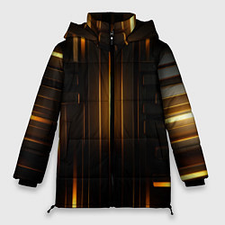 Куртка зимняя женская Неоновый узор черное золото стене, цвет: 3D-красный