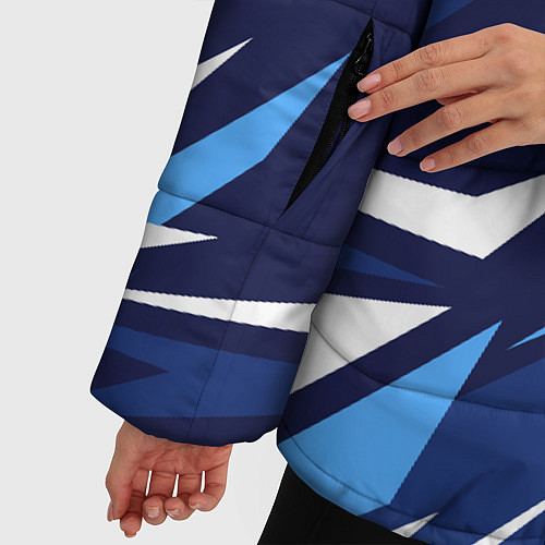 Женская зимняя куртка Вольво - синяя абстракция / 3D-Черный – фото 5