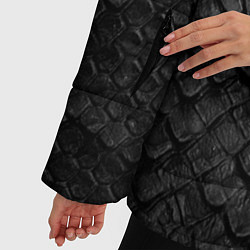 Куртка зимняя женская Черная кожа рептилии, цвет: 3D-красный — фото 2