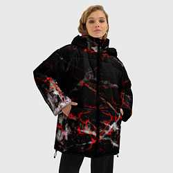 Куртка зимняя женская Красные узоры, цвет: 3D-черный — фото 2