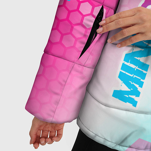 Женская зимняя куртка Minecraft neon gradient style вертикально / 3D-Черный – фото 5