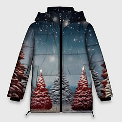 Куртка зимняя женская Волшебство зимней природы иней на деревьях, цвет: 3D-светло-серый