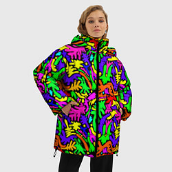 Куртка зимняя женская Яркие цветные каракули, цвет: 3D-черный — фото 2