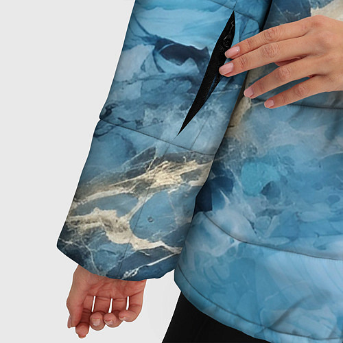 Женская зимняя куртка Синий мрамор / 3D-Черный – фото 5