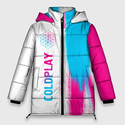 Куртка зимняя женская Coldplay neon gradient style по-вертикали, цвет: 3D-черный