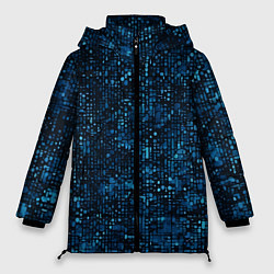 Куртка зимняя женская Синие точки на чёрном фоне, цвет: 3D-светло-серый