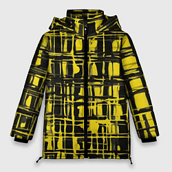 Куртка зимняя женская Смазанная краска чёрная и жёлтая, цвет: 3D-светло-серый