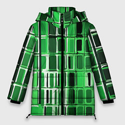 Куртка зимняя женская Зелёные прямоугольники, цвет: 3D-черный