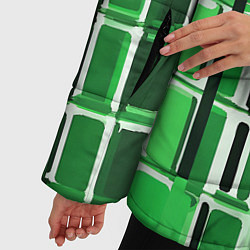 Куртка зимняя женская Зелёные прямоугольники, цвет: 3D-светло-серый — фото 2