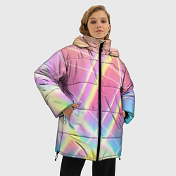 Куртка зимняя женская Хаотичные неоновые линии, цвет: 3D-черный — фото 2