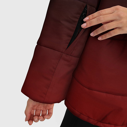 Женская зимняя куртка Градиент от тёмного до тёмно красного / 3D-Черный – фото 5