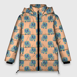 Куртка зимняя женская Слоники в звездах, цвет: 3D-светло-серый