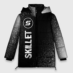Куртка зимняя женская Skillet glitch на темном фоне по-вертикали, цвет: 3D-черный