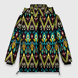 Женская зимняя куртка Мелкий орнамент - имитация ткани икат