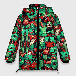 Куртка зимняя женская Зелёный деревянный дракончик, цвет: 3D-черный