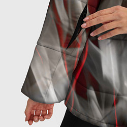 Куртка зимняя женская Дым и красные узоры, цвет: 3D-черный — фото 2