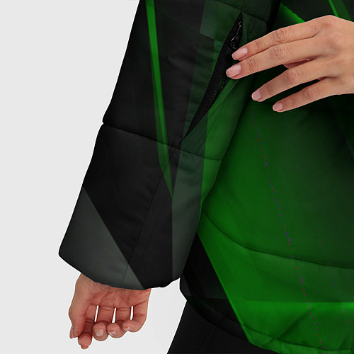 Женская зимняя куртка Зелёные узоры текстура / 3D-Черный – фото 5
