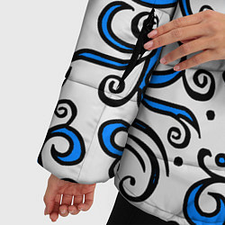 Куртка зимняя женская Синие кружевные узоры, цвет: 3D-черный — фото 2