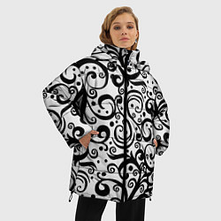 Куртка зимняя женская Чёрный кружевной узор, цвет: 3D-черный — фото 2