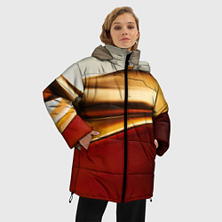 Куртка зимняя женская Бежевые и золотистые волны, цвет: 3D-черный — фото 2