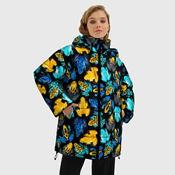 Куртка зимняя женская Тропические лягушки, цвет: 3D-черный — фото 2