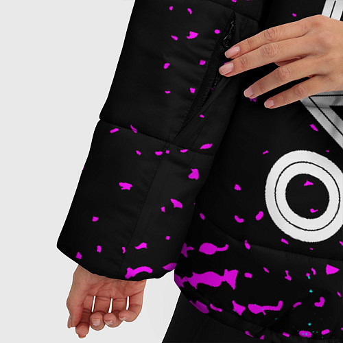 Женская зимняя куртка Олеся и неоновый герб России вертикально / 3D-Черный – фото 5